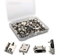 RUNCCI-YUN 100 pièces Micro USB Type B Femelle 180 degrés, 5 Broches SMD SMT à souder pour téléphone Electronique Raspberry DIY