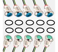 RUNCCI-YUN 10pcs 110V-220v 12mm DC Voyant Led En Metal,Led Indicateur Panneau,Temoin Lumineux, Pour Van,Bateau Et Autres Vehicules Universel(vert bleu)