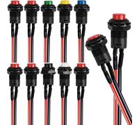 RUNCCI-YUN 10pcs 12mm Bouton-poussoir à Verrouillage，Boutons Poussoir On-Off Autobloquant，mini bouton on off，rond interupteur push，Interrupteur d'alimentation 12mm，(Précâblé Interrupteurs)