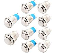 RUNCCI-YUN 10pcs 12V 12mm Rond Interrupteur Push Bouton Momentané + Verrouillage Étanche Métal Mini Interrupteur (Haute Tête)