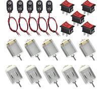 RUNCCI-YUN 10Pcs mini moteur electrique 130, 1.5-6V, CC 20000 RPM+5Pcs Mini Interrupteur à Bascule+5Pcs Connecteur de batterie 9V