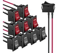 RUNCCI-YUN 10pcs On/Off Interrupteur Bascule,on/Off Bouton poussoir Interrupteur,Voiture interrupteur 12V 6A/250V 10A/125VAC SPST Précâblé Mini Bateau Commutateur pour Voiture,Camion,rouge/noir