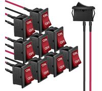 RUNCCI-YUN 10pcs On/Off Interrupteur Bascule,on/Off Bouton poussoir Interrupteur,Voiture interrupteur 12V 6A/250V 10A/125VAC SPST Précâblé Mini Bateau Commutateur pour Voiture,Camion,rouge