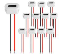RUNCCI-YUN 12 Pièces connecteur USB C a souder prise femelle,USB C 2 Fils femelle connecteur panneau avec Boucle à Rainure à Pression,100mm 24 AWG, Blanc avec fonction PD