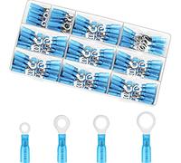 RUNCCI-YUN 120 Pièces Cosses Electriques à Sertir thermorétractables,Kit de Cosse Electrique Thermoretractable pour Automobile - Assortiment Cosses Ronde pour 12-10 AWG (bleu #10,1/4",5/16",3/8")
