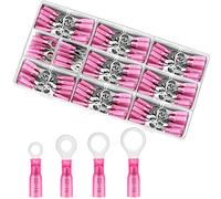 RUNCCI-YUN 120 Pièces Cosses Electriques à Sertir thermorétractables,Kit de Cosse Electrique Thermoretractable pour Automobile - Assortiment Cosses Ronde pour 12-10 AWG (rouge #10,1/4",5/16",3/8")