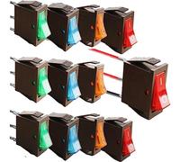 RUNCCI-YUN 12Pcs interrupteurs à bascule 12V,interrupteur bouton 12v, LED Interrupteur à Bascule, 2 positions SPST 3 broches AC 250V/16A, 125V/20A pour voiture, bateau, appareils ménagers