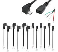 RUNCCI-YUN 12pcs Micro USB Queue de cochon 90 Degrés 28AWG 5V2A Micro USB Male Extrémité Ouverte avec Fil Bar 4 Broches Extension Câble USB Soudable Connecteur USB pour Bricolage (30cm)