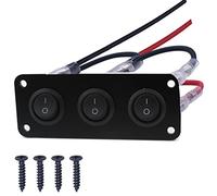 RUNCCI-YUN 12V-24V interrupteur a bascule,Panneau de commutation de voiture,3 Gangs, rond Panneau de commutation 12V pour Voiture, Camion, Voitures de Course, Marine