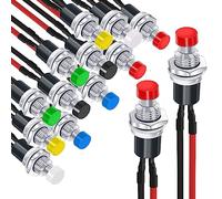 RUNCCI-YUN 14pcs 7mm Momentané Mini Bouton Poussoir 250VAC 1A, Ouvert Normale SPST ON/OFF 2 Broches Rond Bouton pour Modèle Ferroviaire Hobby, avec Ligne de Soudure