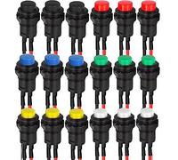 RUNCCI-YUN 18Pcs 12mm Bouton Poussoir Momentané 12V, Mini Interrupteur Rond SPST On/Off, Pour Arduino, Trompette de Voiture, PC, Lampe de Table, Sonnette de Maison