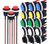 RUNCCI-YUN 18Pcs 16mm Bouton Poussoir 12v Mini Interrupteur SPST on/Off pour Arduino, Trompette de Voiture, PC, Lampe de Table, Sonnette de Maison