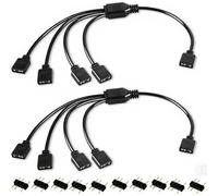 RUNCCI-YUN 2 Pièces Câble répartiteur ARGB 5V 3 broches câbles d'extension 1 à 4,Répartiteur de Ventilateur femelle vers femelle,pour boîtiers d'ordinateur,et ventilateurs 5V (30cm, noir)