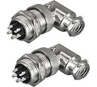 RUNCCI-YUN 2 pièces GX16 5 Broches Angle Droit Aviation Connecteur,16mm souder Mâle et Femellespanneau Câble Connecteur d'aviation (GX12 5 Pin 90 Degree)