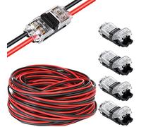 RUNCCI-YUN 20m Câble d'extension de bande LED 2 broches Câble 12V LED DC 5V - 24V Câble D'extension d'alimentation LED 22AWG pour SMD 3528 2835 5050 5630 LED Strip+2 Voies Connecteur de Câble