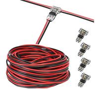 RUNCCI-YUN 20m Câble d'extension de bande LED 2 broches Câble 12V LED DC 5V - 24V Câble D'extension d'alimentation LED 22AWG pour SMD 3528 2835 5050 5630 LED Strip+Connecteur en T 2 broches