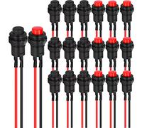 RUNCCI-YUN 20Pcs 12mm Bouton Poussoir Momentané 12V, Mini Interrupteur Rond SPST On/Off, Pour Arduino, Trompette de Voiture, PC, Lampe de Table, Sonnette de Maison