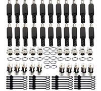 RUNCCI-YUN 20Pcs 5,5 mm x 2.1 mm, connecteurs Jack de Prise d'alimentation mâle CC de - 20 connecteurs Jack filetés de Prise d'alimentation Femelle CC - 20Douilles de Protection en Caoutchouc