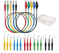RUNCCI-YUN 20pcs Fil de Test de Sonde Arrière avec 15pcs Broches de Sonde Arrière et 5pcs Fiche Banane à Pince Crocodile pour Test de Circuit de Diagnostic Multimètre(90 °, 135 °, droites)