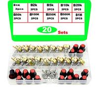RUNCCI-YUN 20pcs Linéaire Rotatif Cône Potentiomètre Set, Réglable 3 Bornes Rotatif Potentiomètre avec Rotatif Bouton Capuchon (B1K B2K B5M B10K B20K B50K B100M B250K B500K B1M)