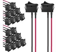 RUNCCI-YUN 20pcs On/Off Interrupteur Bascule,on/Off Bouton poussoir Interrupteur,Voiture interrupteur 12V 6A/250V 10A/125VAC SPST Précâblé Mini Bateau Commutateur pour Voiture,Camion,noir