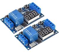 RUNCCI-YUN 2pièces 5V 12V 24V 36V DC Module De Relais Minuterie,Interrupteur de Minuterie à Retard de Cycle de Déclenchement Module de Relais Marche/Arrêt avec Affichage à LED,C USB 5V