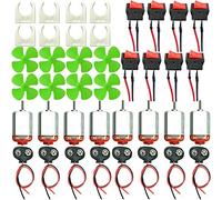 RUNCCI-YUN 40pcs Kit DC Mini Moteurs，Kit de Apprentissage Électrique,1.5-3V 20000 RPM 8x Connecteur de batterie 9V, Support de Montage du Moteur, Interrupteur à Bascule pour Bateau(moteur 130)