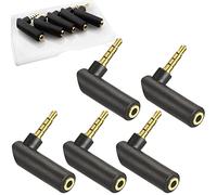 RUNCCI-YUN 5 Pack Connecteur Jack 3,5 mm 90° Plaqué Or - Adaptateur Audio 4 Broches TRRS Mâle vers Femelle à Angle Droit