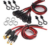 RUNCCI-YUN 5 Paires 5.5mm x 2.1mm DC d'alimentation Connecteur,DC Pigtail Cable,18AWG/20 AWG 12V 5A Connecteur DC, connecteur Montage sur Panneau pour Vidéo Surveiller CCTV Caméra Câble