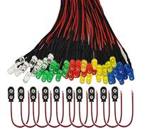 RUNCCI-YUN 50Pcs 5mm Diode LED Pré-câblée Lumière,DC 12V Diodes LED, Diode Ampoule LED Câblé+10 Pcs Connecteur de batterie 9V pour voiture voiture jouets diode électroluminescente