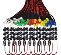 RUNCCI-YUN 50Pcs 5mm Diode LED Pré-câblée Lumière,DC 12V Diodes LED, Diode Ampoule LED Câblé+support led 5mm+10 Pcs Connecteur de batterie 9V pour voiture voiture jouets diode électroluminescente