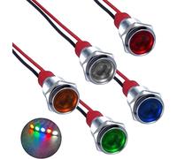 RUNCCI-YUN 5pcs 12-24v 10mm DC Voyant Led En Metal,Led Indicateur Panneau,Temoin Lumineux 12v, Pour Van,Bateau Et Autres Vehicules Universel(vert jaune rouge bleu blanc)