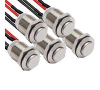 RUNCCI-YUN 5Pcs 12mm Interrupteur à Bouton Poussoir à Verrouillage 12v,Boutons Poussoir Autobloquant,mini interrupteur,bouton poussoir rond,Acier Inoxydable bouton poussoir etanche(Haute Tête)