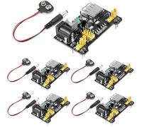 RUNCCI-YUN 5pcs 3.3V 5V DC USB Module d'alimentation Breadboard 2.1x 5.5mm mâle DC Jack avec Câble d'alimentation à Pince Batterie pour Arduino