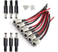 RUNCCI-YUN 6 pcs Connecteur DC 5,5 2,1，Connecteur Alimentation À Souder，Connecteur Plug DC 12v，Panneau Monture Connecteur（avec Ligne）