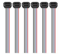 RUNCCI-YUN 6 Pièces connecteur USB C a souder prise femelle,USB C 4 Fils femelle connecteur panneau avec Boucle à Rainure à Pression,150mm 24 AWG, Noir avec fonction PD