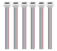 RUNCCI-YUN 6 Pièces connecteur USB C a souder prise femelle,USB C 4 Fils femelle connecteur panneau avec Boucle à Rainure à Pression,150mm 24 AWG, Blanc avec fonction PD