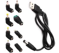 RUNCCI-YUN cable usb vers dc 5v,Câble USB vers DC d'alimentation,8-en-1 DC adaptateur alimentation 5.5 x 2.1mm DC Barrel Jack pour Ordinateur Portable, Routeur etc(1m, noir)