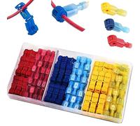 RUNCCI-Yun Kit de 120 pièces de connecteurs de câble T-Tap, connecteurs électriques T Tap, cosses de Fil à raccordement Rapide, kit de terminaux T-Tap en Nylon connecteurs mâles isolés à déconnexion