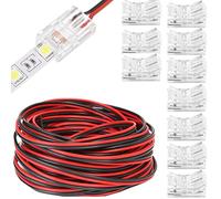 RUNCCI-YUN Kit de connecteur de lumière LED RVB 3528 2835 2 broches 8 mm, comprend un câble d'extension LED de 20 m, un connecteur sans espace, pour une connexion rapide de bande LED de 8 mm au fil