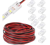 RUNCCI-YUN Kit de connecteur de lumière LED RVB 3528 2835 à 2 broches de 10 mm, comprend un câble d'extension de 20 m, un connecteur de lumière LED à 2 broches sans espace, pour une connexion rapide