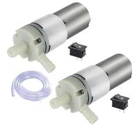 RUNCCI-YUN Lot de 2 mini pompes à eau miniatures à membrane auto-amorçante CC 12 V 370 pour aquarium, raccord de tuyau de 6,35 mm, débit maximal de 700 à 850 ml, convient pour aquariums, théières