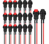RUNCCI-YUN Lot de 20 boutons poussoirs ronds 12 mm - Mini interrupteur - AC 250 V/1,5 A 125 V/3 A - Pour Arduino DIY, trompette de voiture, PC, lampe de table, sonnette