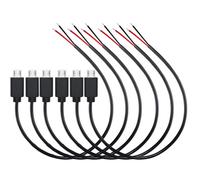 RUNCCI-YUN Lot de 6 câbles d'alimentation Micro USB 30 cm 22 AWG Fiche micro USB 5 V 3 A vers fil nu 2 broches Extrémité ouverte Pour lampes LED fans