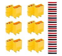 RUNCCI-YUN XT-90 Battery Connector Set, for RC Lipo Battery Motor 6 Pairs Yellow,6 Male Connectors + 6 Female Connectors