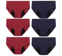 RUNCH 6 Paires Culotte physiologique pour Femme, Culotte menstruelle Taille Basse, Culotte Post-Partum à Haut débit,MixColours2-XS