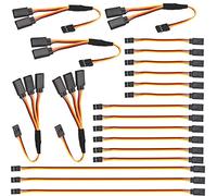 Runci-Yun Lot de 20 câbles d'extension servo 10 cm/15 cm/30 cm, 3 broches mâle vers femelle, compatibles avec voitures télécommandées, avions, hélicoptères