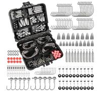 Runcl Pêche terminal Tackle, matériel de pêche Boîte avec crochets de pêche, la pêche Poids, 2 têtes, joints toriques, corps Pivote, Fastlock SE fixe, perles de la pêche et de l'espace pour grains d'eau douce et d'eau de mer, 148pcs Fishing Terminal Tackle