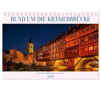 Rund um die Krämerbrücke - Ein Stück Mittelalter in Erfurt (Tischkalender 2026 DIN A5 quer), CALVENDO Monatskalender: Ein Wahrzeichen der Stadt ... bei Nacht in einem wunderschönen Kalender
