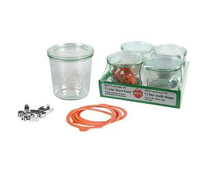 Rundrandglas Sturz 0,5 L 4er Tray Mit Deckel, Ring Und Klammern